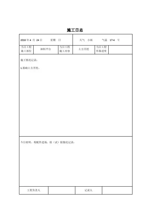(完整word版)施工日志表格