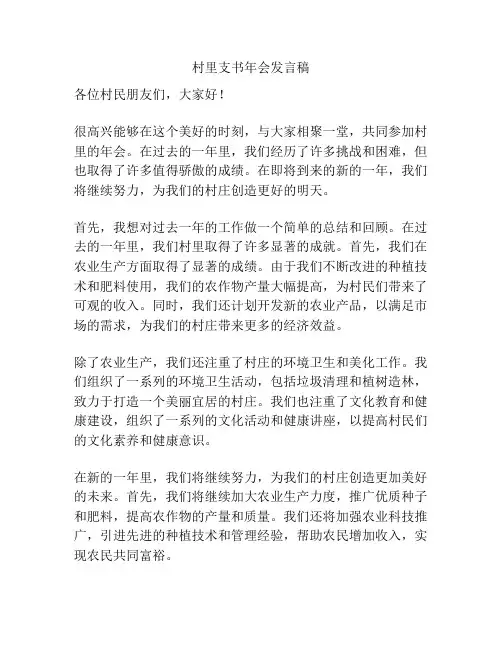 村里支书年会发言稿