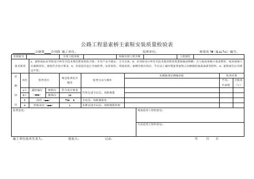 桥梁表76  公路工程悬索桥主索鞍安装质量检查表