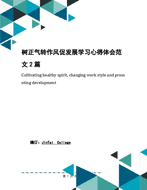 树正气转作风促发展学习心得体会范文2篇