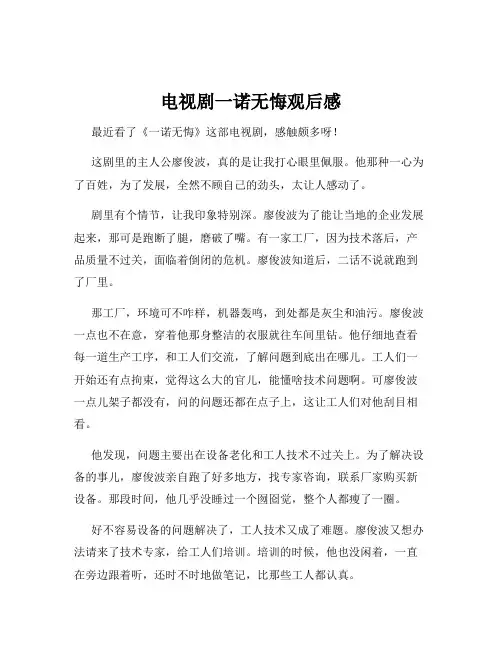 电视剧一诺无悔观后感