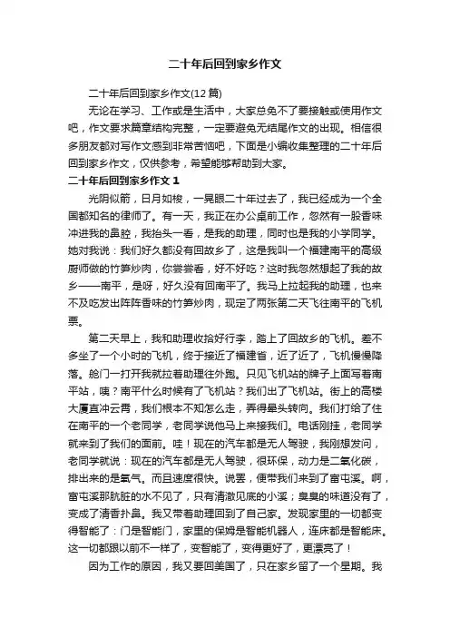 二十年后回到家乡作文（12篇）