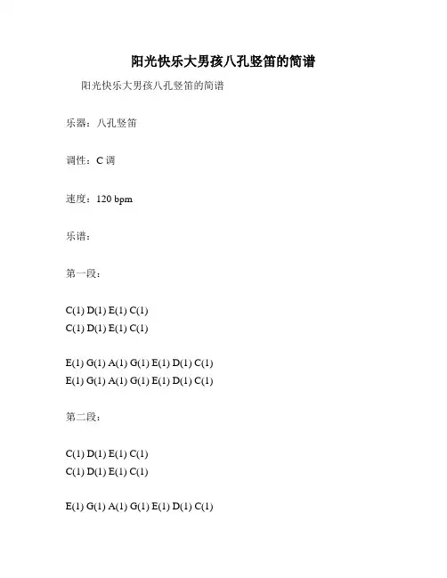 阳光快乐大男孩八孔竖笛的简谱