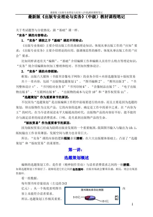 最新版《出版专业理论与实务》(中级)教材课程笔记