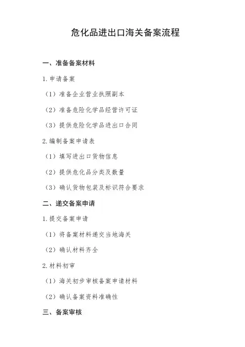 危化品进出口海关备案流程