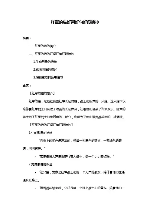 红军的猫好词好句好段摘抄