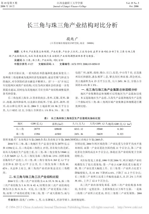 长三角与珠三角产业结构对比分析_段兆广
