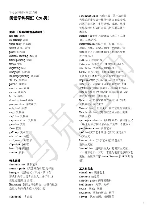 托福阅读TPO学科词汇(20类)