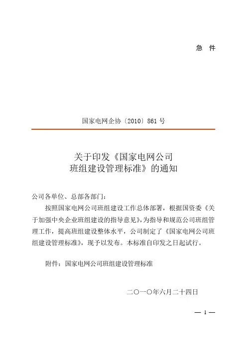 (中层管理)国网公司班组标准