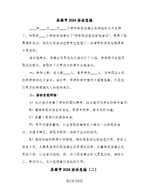 圣诞节2024活动总结（7篇）