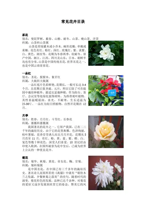 常见花卉名录(科、属)