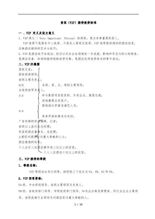 VIP接待服务标准