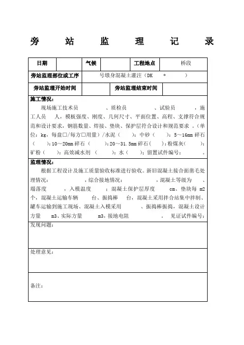 监理旁站记录表