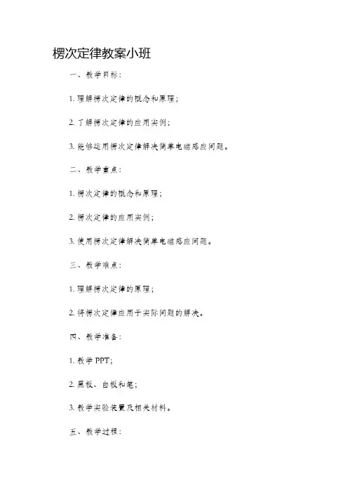 楞次定律市公开课获奖教案省名师优质课赛课一等奖教案小班