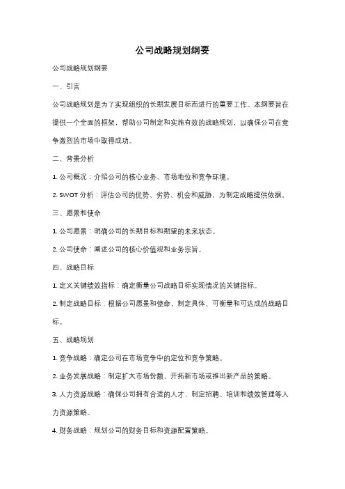 公司战略规划纲要