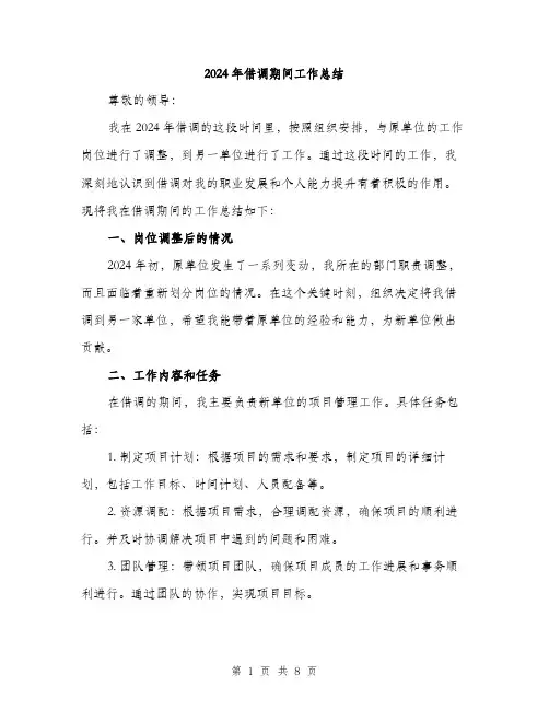 2024年借调期间工作总结(三篇)