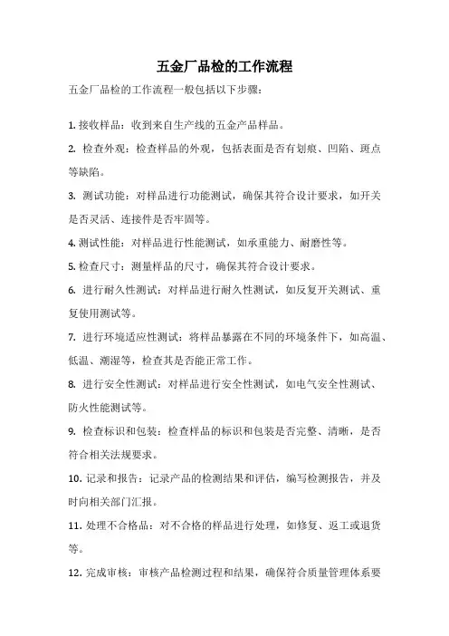 五金厂品检的工作流程