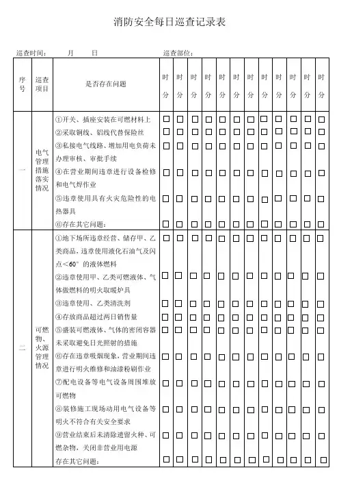 消防安全每日巡查记录表
