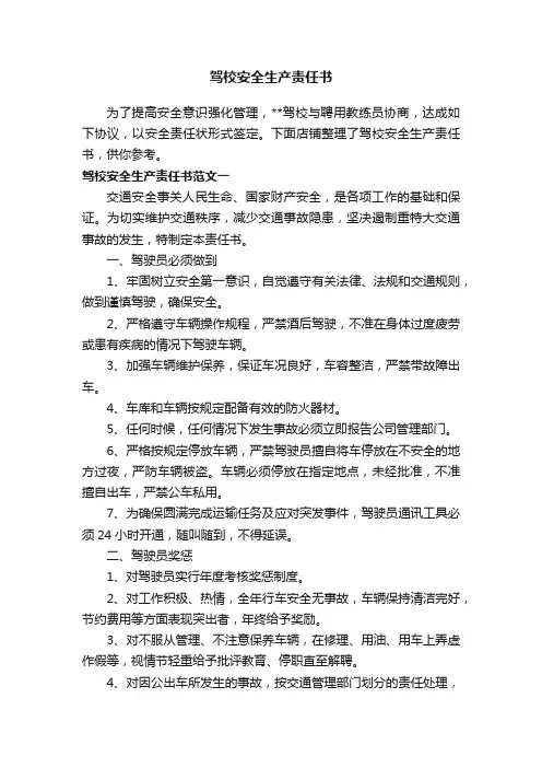 驾校安全生产责任书