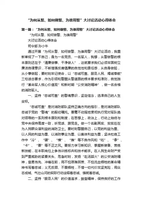 “为何从警、如何做警、为谁用警”大讨论活动心得体会