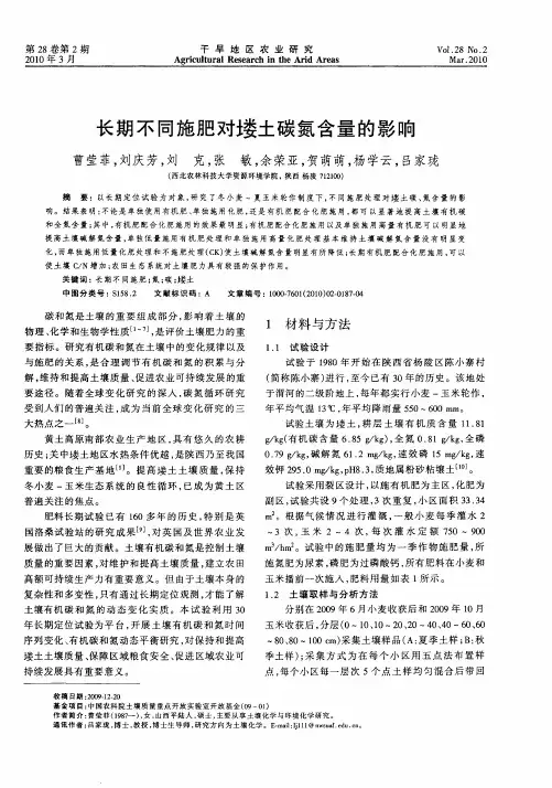 长期不同施肥对塿土碳氮含量的影响