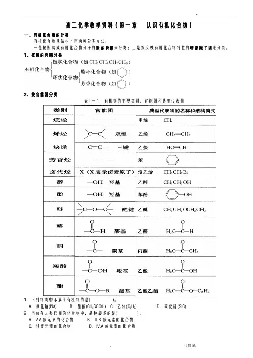 人教版高中化学选修5全册知识点和练习