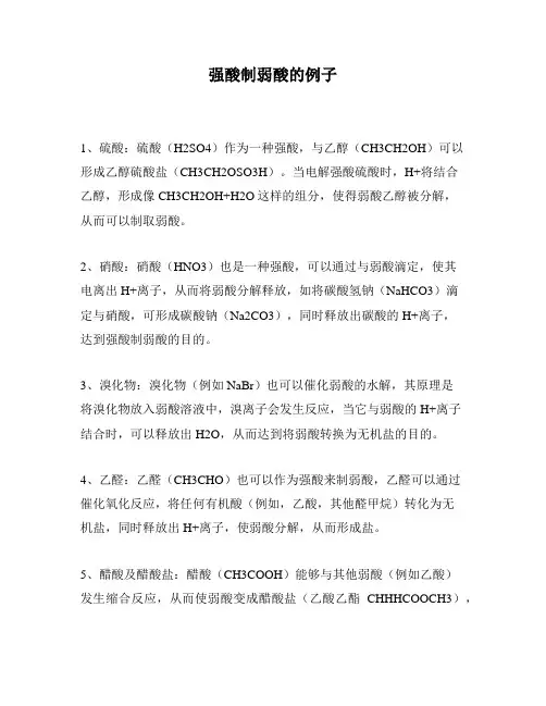 强酸制弱酸的例子
