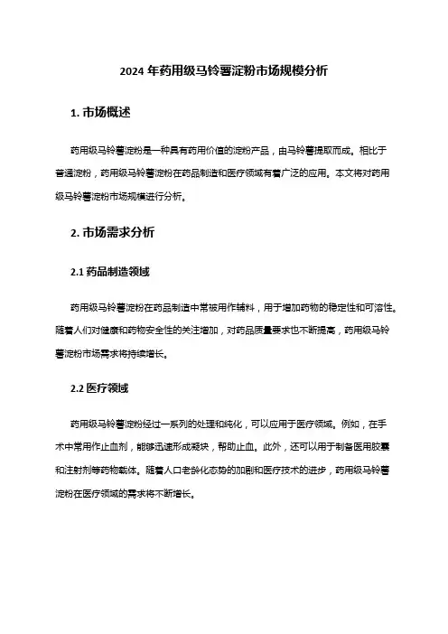 2024年药用级马铃薯淀粉市场规模分析