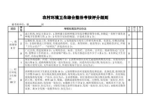 农村环境卫生综合整治考核评分细则