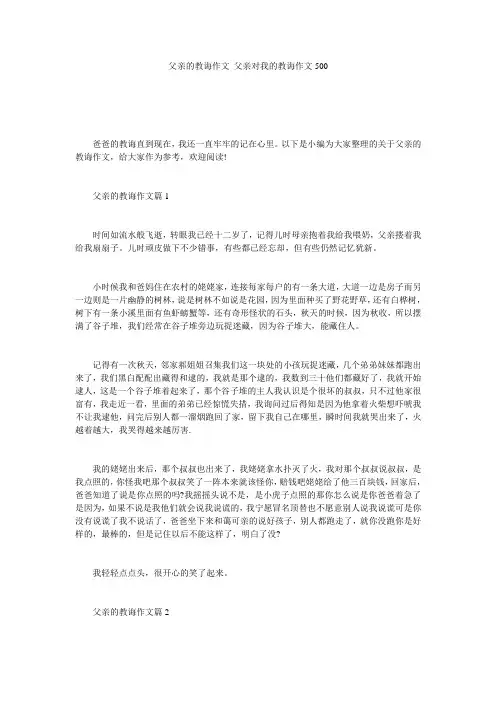 父亲的教诲作文 父亲对我的教诲作文500