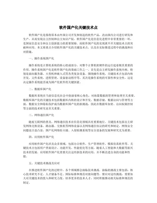 软件国产化关键技术点