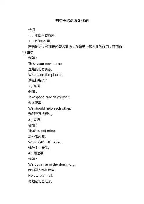 初中英语语法3代词