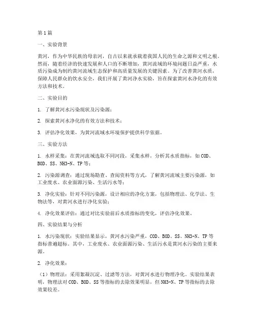 黄河净水实验报告总结(3篇)
