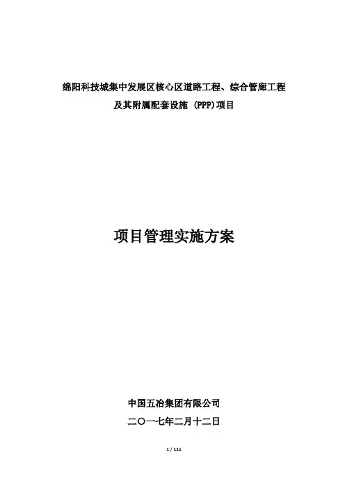 中国(绵阳)科技城核心区综合管廊项目管理方案