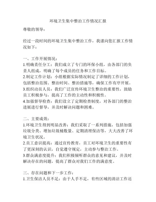 环境卫生集中整治工作情况汇报