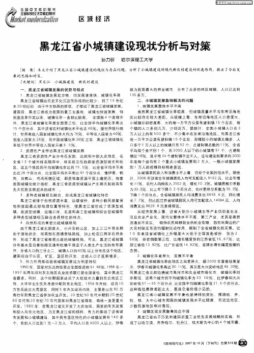 黑龙江省小城镇建设现状分析与对策