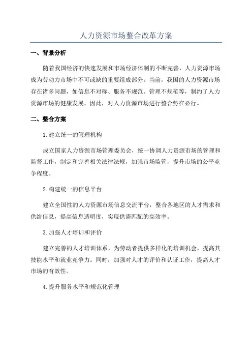 人力资源市场整合改革方案