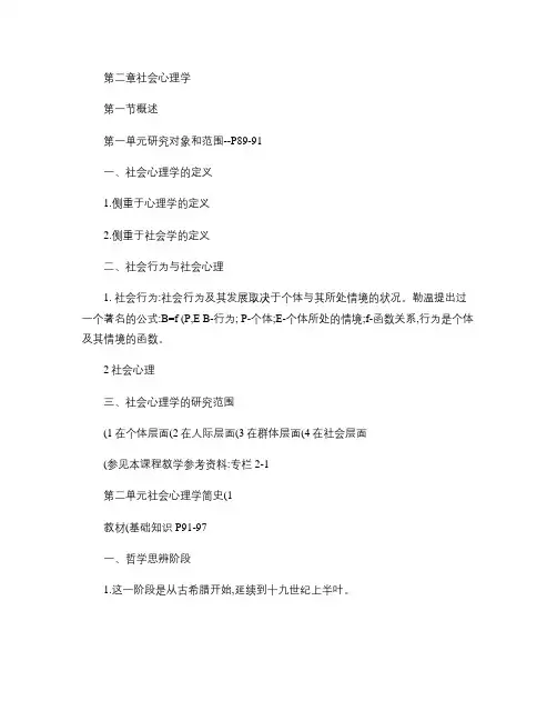 国家心理咨询师考试大纲(三级) 第二章 社会心理学汇总