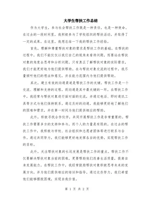 大学生帮扶工作总结