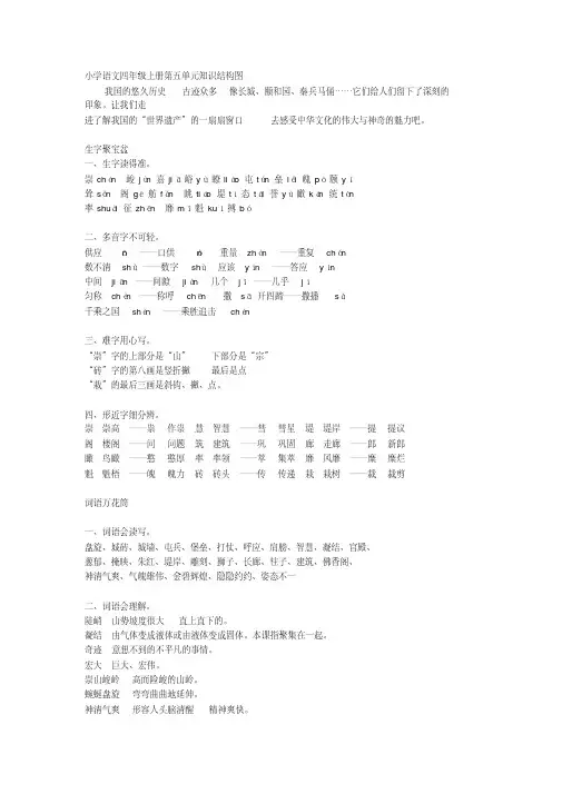 小学语文四年级上册第五单元知识结构图