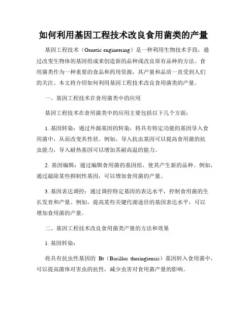 如何利用基因工程技术改良食用菌类的产量