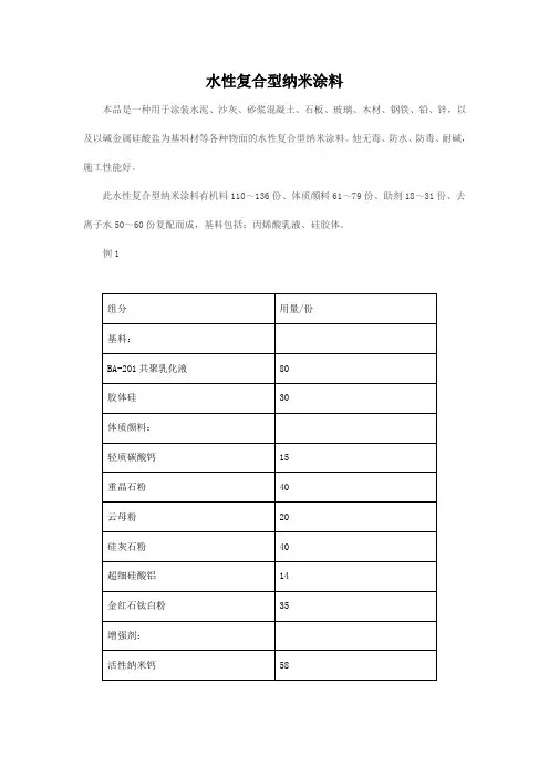 水性复合型纳米涂料生产工艺