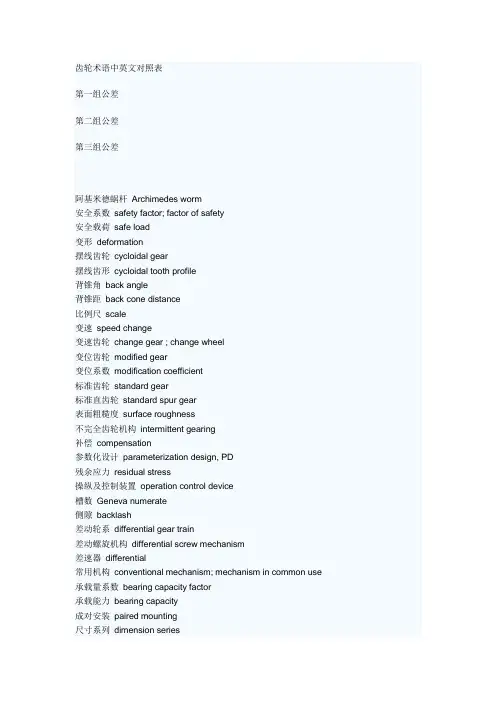 齿轮术语中英文对照表