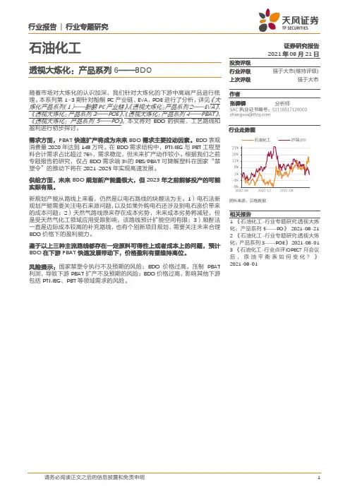 石油化工行业专题研究：透视大炼化：产品系列6—：BDO
