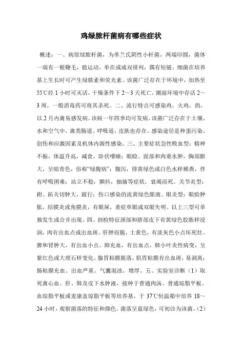 鸡绿脓杆菌病有哪些症状.doc