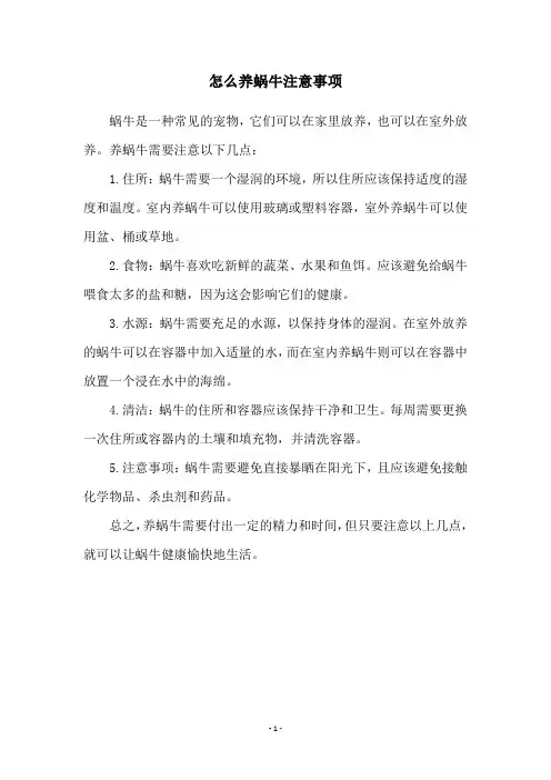 怎么养蜗牛注意事项
