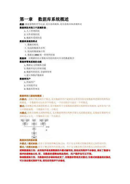 SQL Server 数据库复习重点