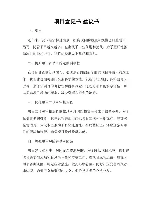 项目意见书 建议书