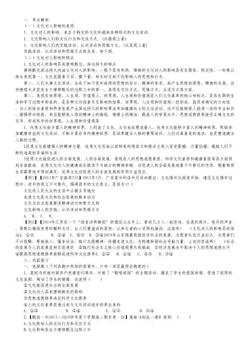 2015届高考政治拉分题专项训练：专题24 文化对人的影响.pdf