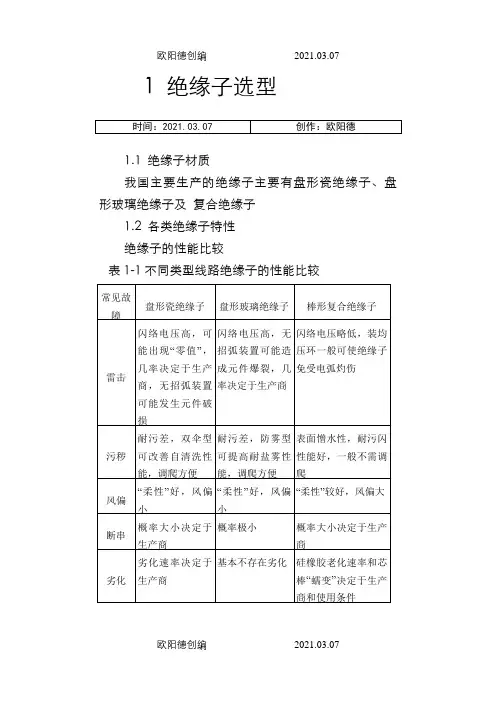 输电线路绝缘子选择与计算